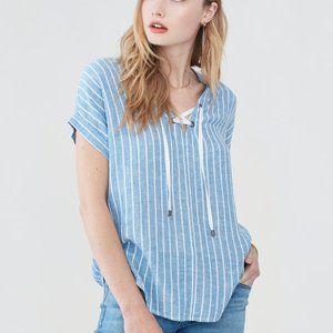 Rails Blue Striped Short Sleeve Blouse M